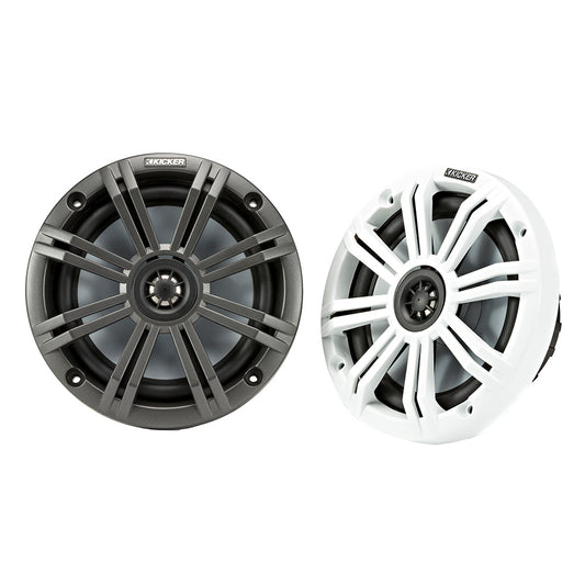 KICKER KM65 6.5" Marine Coaxial Speakers w/3/4" Tweeters - 4-Ohm, Charcoal  White [45KM654]