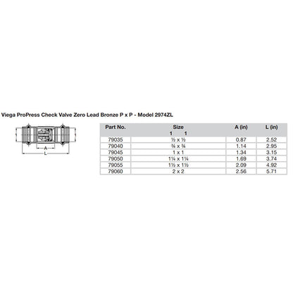 Viega ProPress 1-1/2" Zero Lead Check Valve - Double Press Connection - Smart Connect Technology [79055]