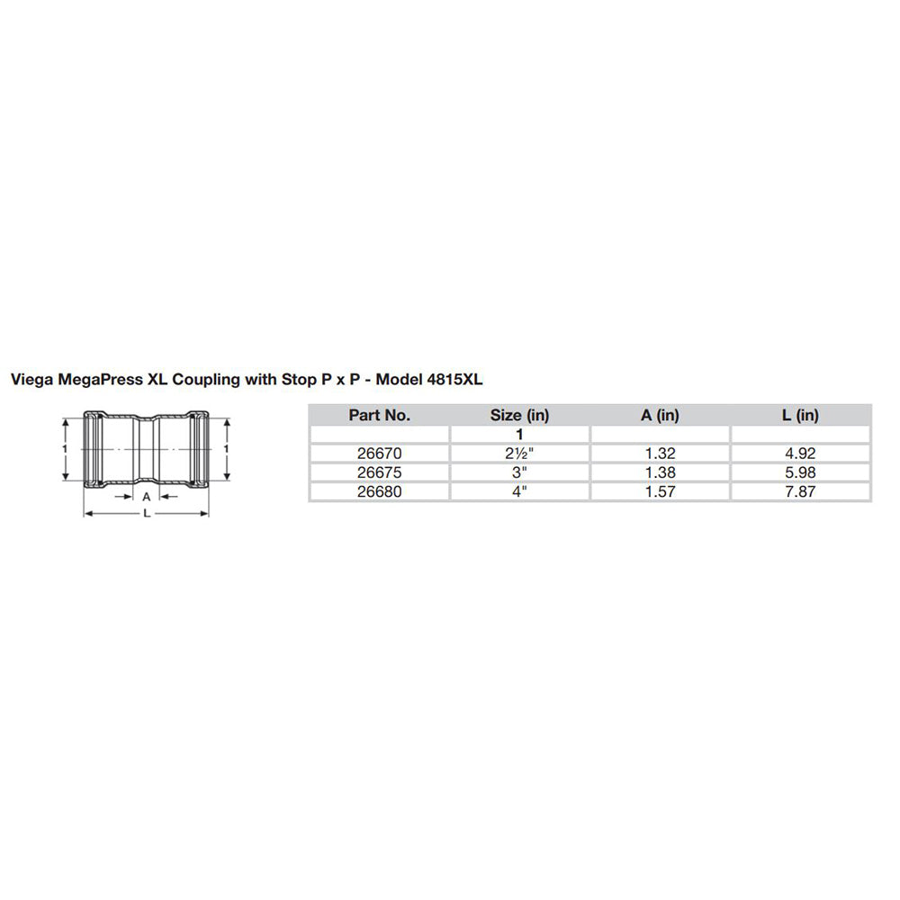 Viega MegaPress 3" Carbon Steel Coupling w/Stop w/FMK Double Press Connection - Smart Connect Technology [26675]