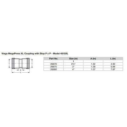 Viega MegaPress 4" Carbon Steel Coupling w/Stop w/FMK Double Press Connection - Smart Connect Technology [26680]