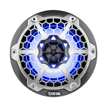 DS18 HYDRO 6.5" 2-Way Marine Speakers w/RGB LED Lights 375W - Black Carbon Fiber [CF-65]