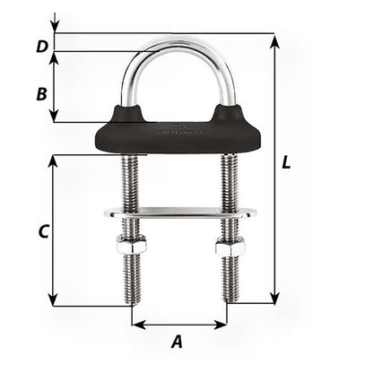 Wichard Black Watertight U-Bolt - 12mm Diameter - 15/32" - 110mm Length - 4 21/64" [65361]